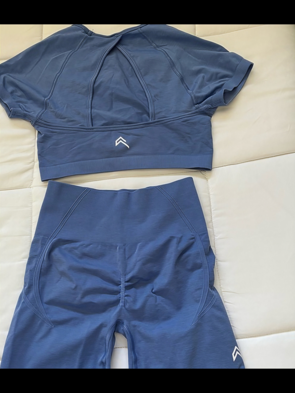Blue Oner Active Set with Logo - Crop Top & High-Waist Shorts